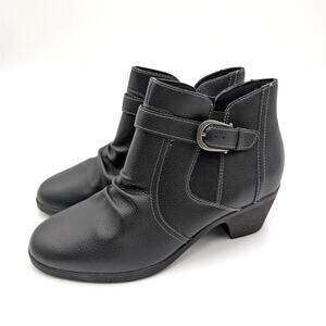 Clarks Emily2 Lux Ankle Boots Side Zip Women's Black Leather Size US8M EU39